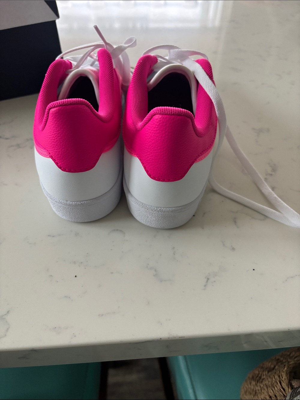 adidas White and Pink Women’s Athletic Sneakers - Picture 4 of 6